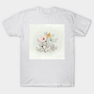 Delicate floral bouquet//hand drawn and painted flowers T-Shirt